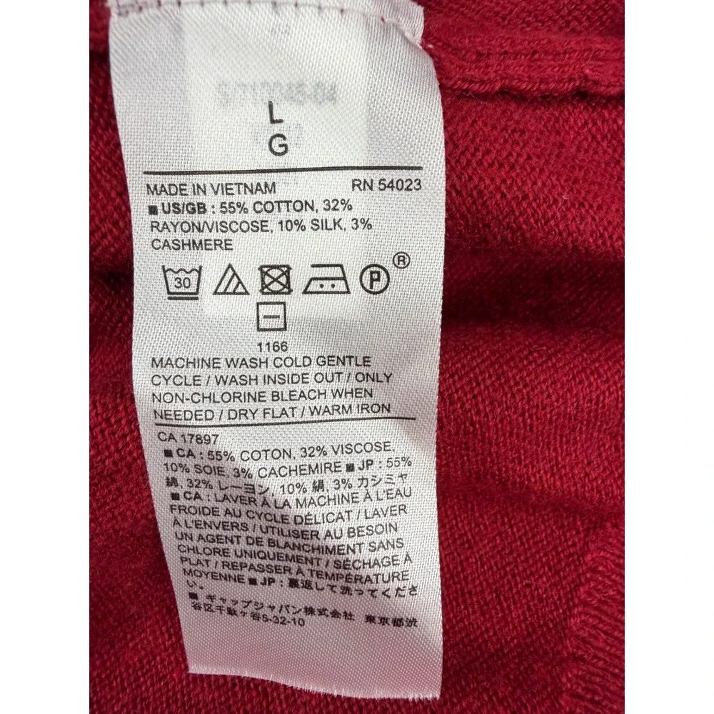 Banana Republic Mens Red Premium Luxe Yarn Cotton Silk Cashmere Sweater Large